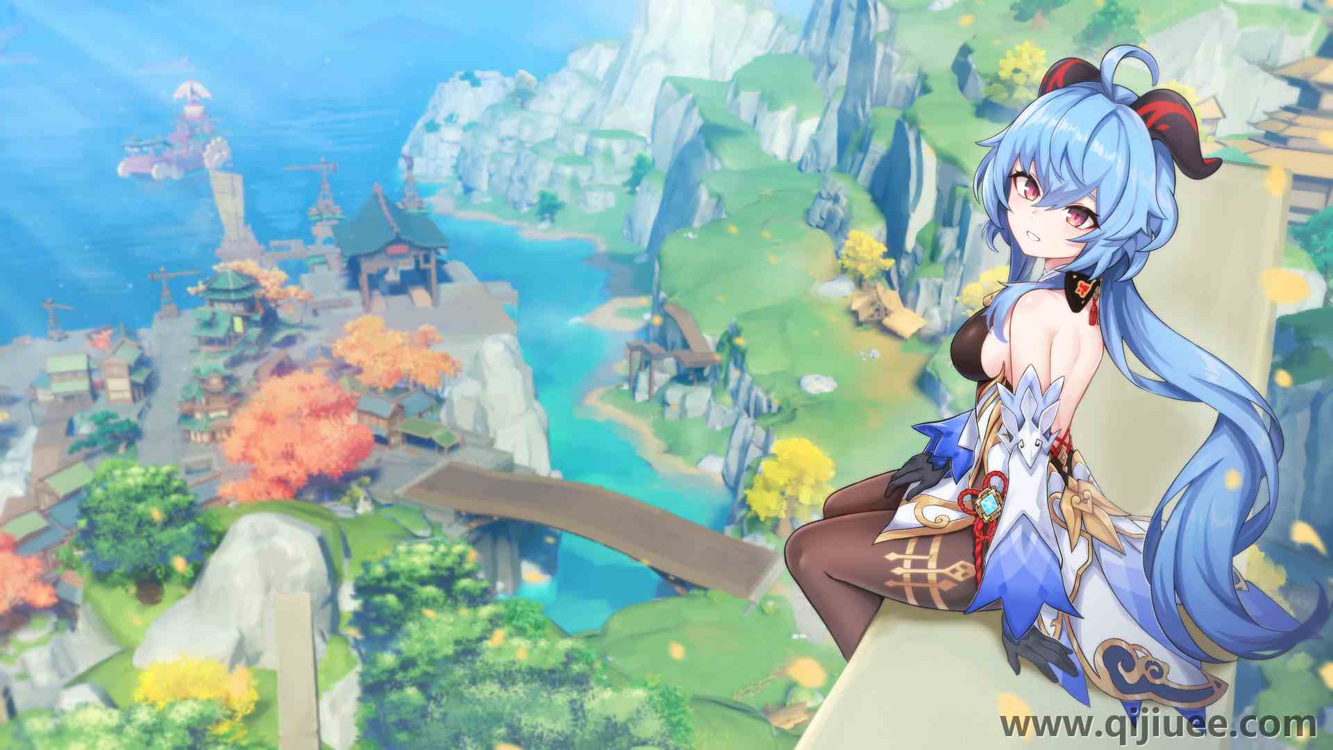 蓝头发 红眼睛 原神 干鱼 原神 魔角 动漫女孩 6149 x 3459/16.82 MB-柒染云阁