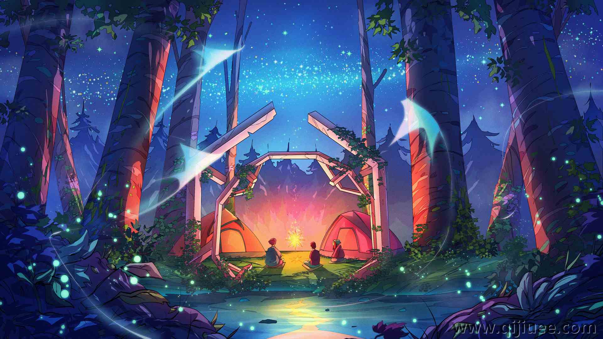 克里斯蒂安·贝纳维德斯 AI艺术 奇幻艺术 螳螂 森林 露营 帐篷 星星 夜晚 拱门 3840 x 2160/3.19 MB-柒染云阁