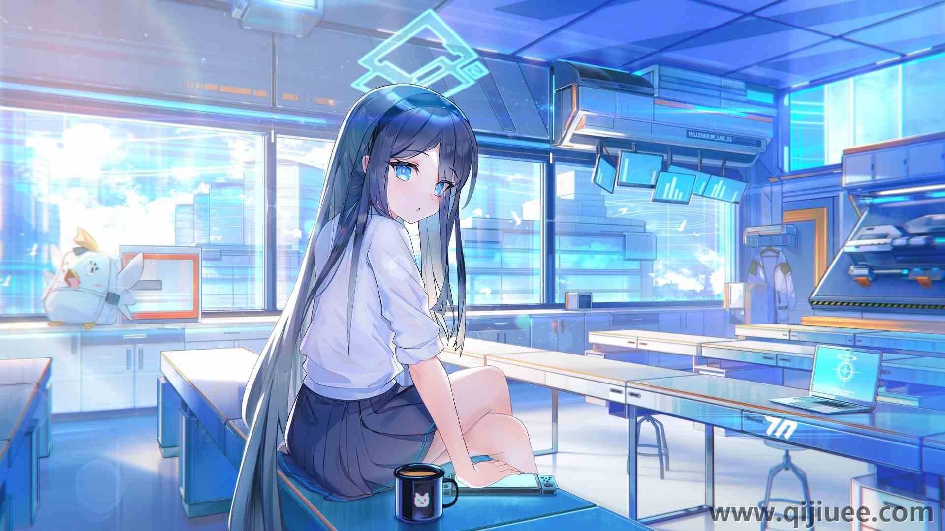 动漫 动漫女孩 校服 咖啡 3840 x 2160/1.82 MB-柒染云阁