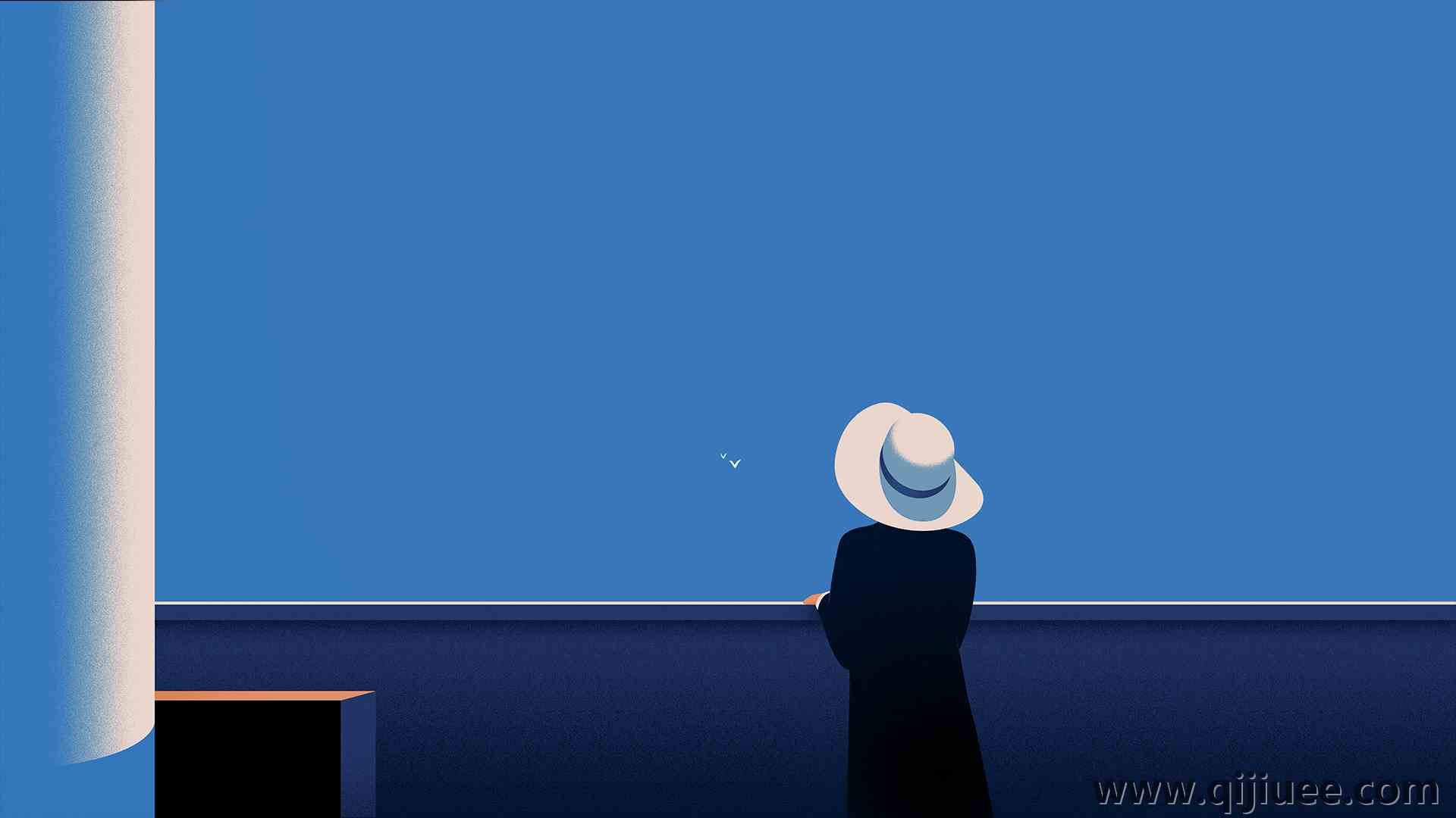帽子 海鸥 蓝色 3840 x 2160/0.8 MB-柒染云阁