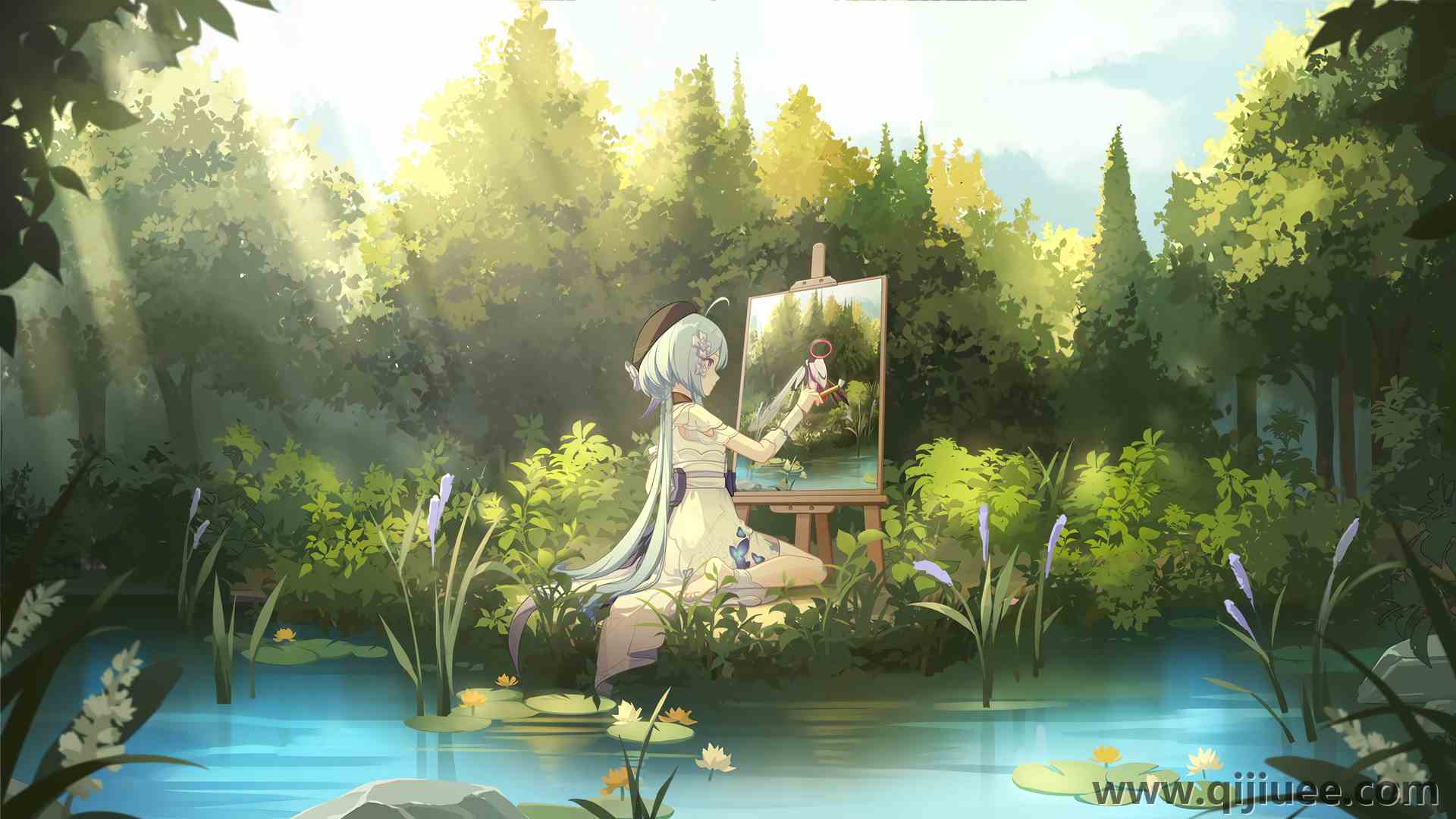 绘画 动漫女孩 户外 电脑壁纸 4K壁纸3840 x 2160/1.23 MB-柒染云阁
