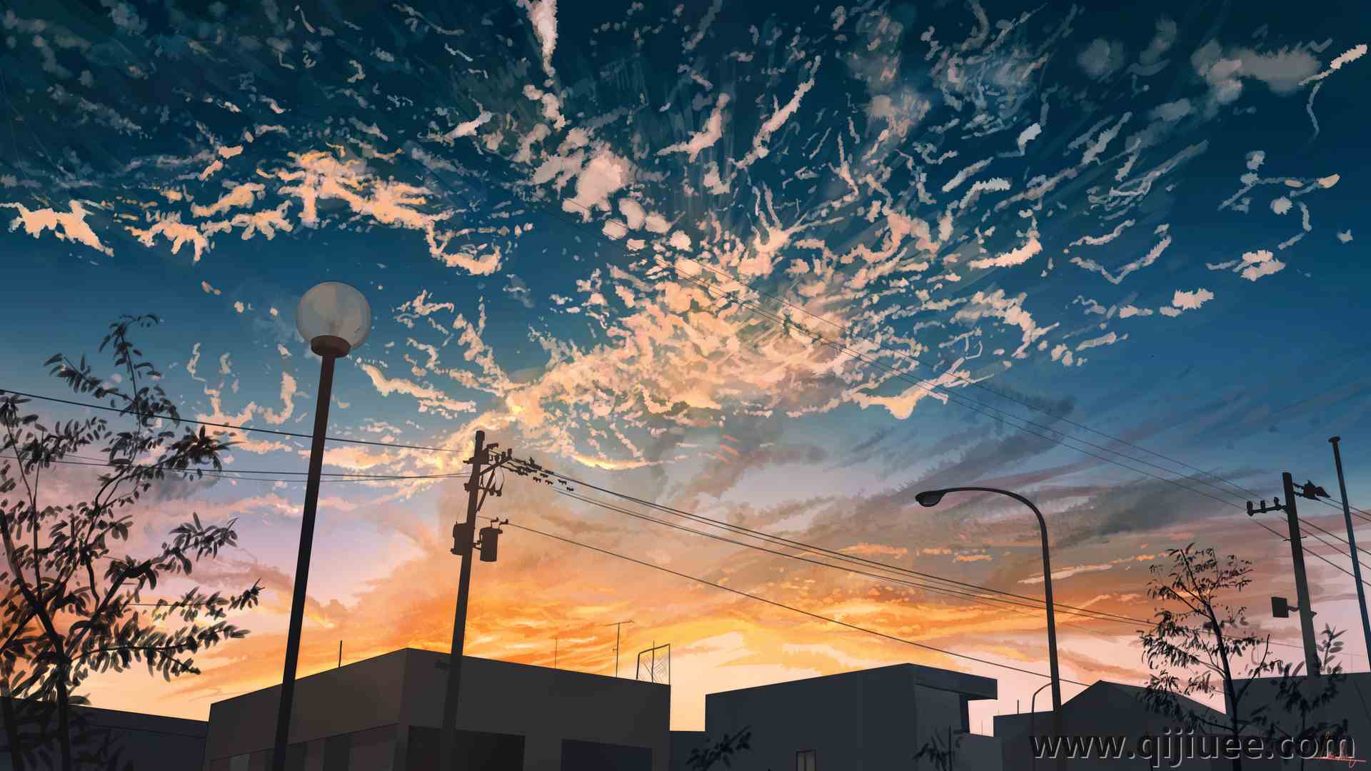 黄昏 动漫 城市 日落 天空  电脑壁纸 4K壁纸3840 x 2160/7.95 MB-柒染云阁