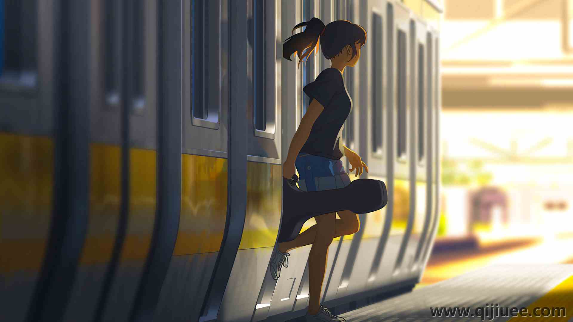 马尾辫 动漫女孩 动漫 黑发  电脑壁纸 4K壁纸3840 x 2160/2.16 MB-柒染云阁