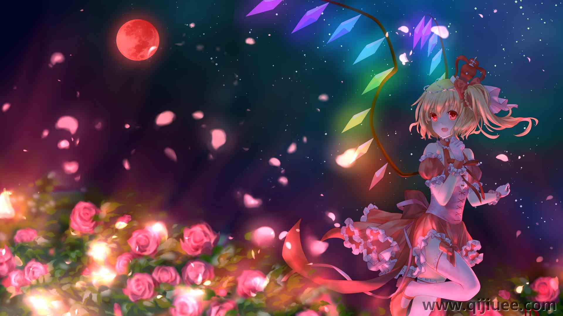 连衣裙 玫瑰 鲜花 月亮 唯美 电脑壁纸 4K壁纸6025 x 3723/7.5 MB-柒染云阁