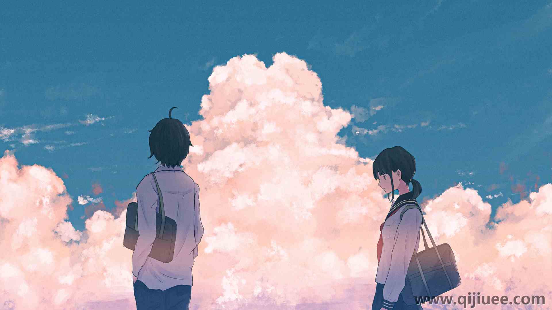 天空 雪 云 户外 动漫女孩 动漫男孩 电脑壁纸 4K壁纸3840 x 2160/17.31 MB-柒染云阁