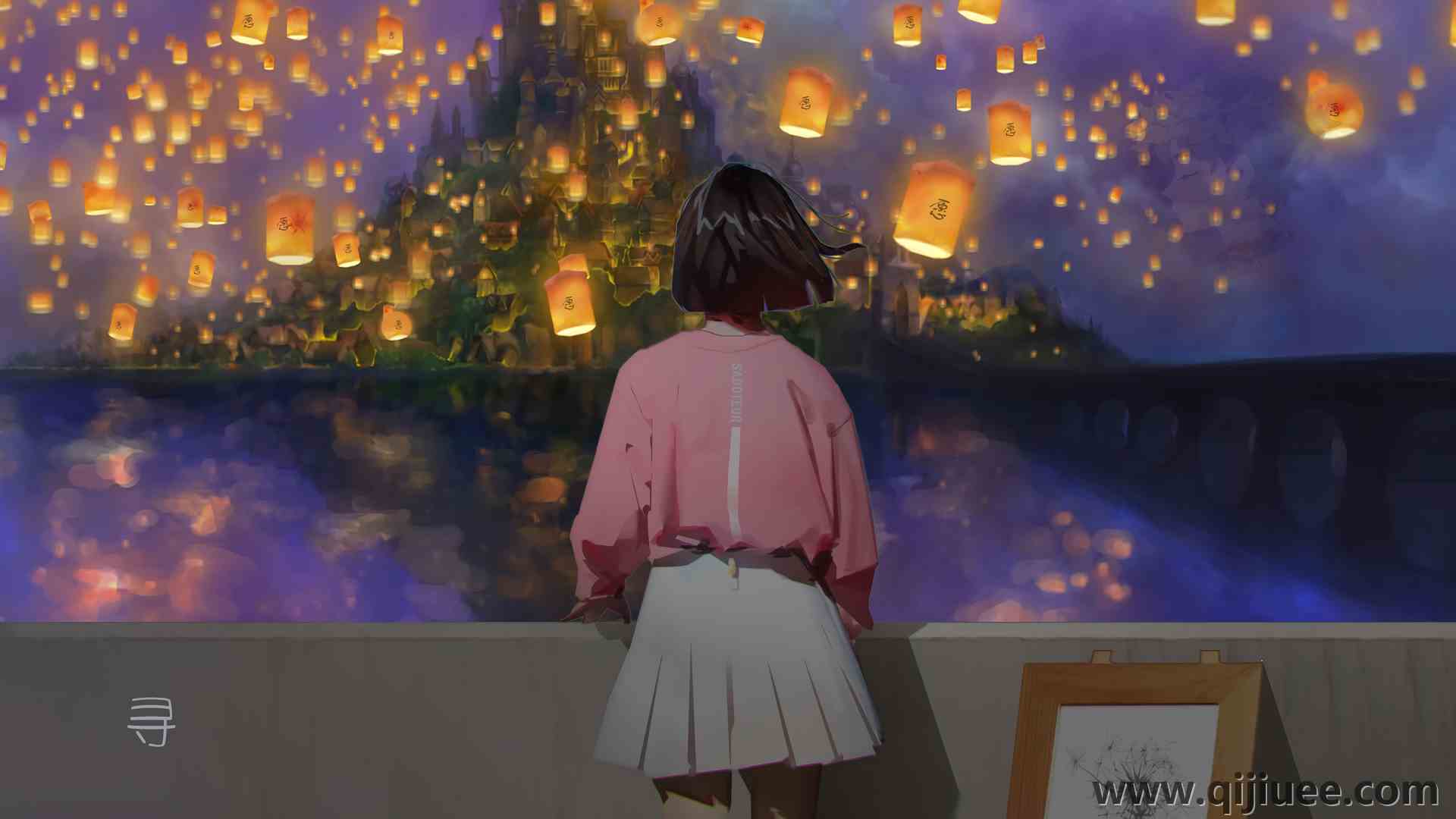短发 深色头发 站立 动漫 夜灯 灯笼  电脑壁纸 4K壁纸3840 x 2160/4.26 MB-柒染云阁