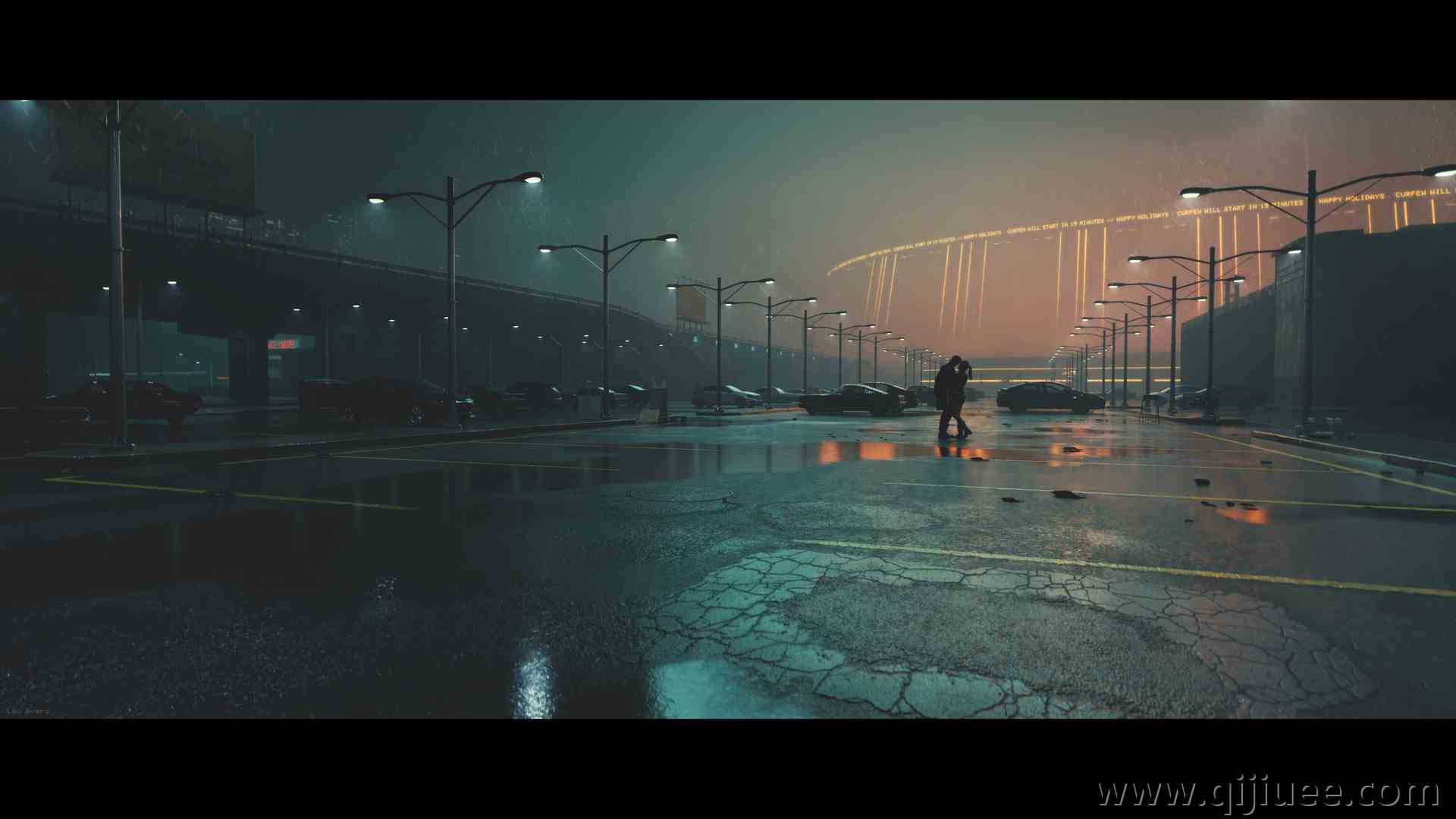 情侣 AI艺术 路灯 汽车  电脑壁纸 4K壁纸3840 x 2160/1.24 MB-柒染云阁