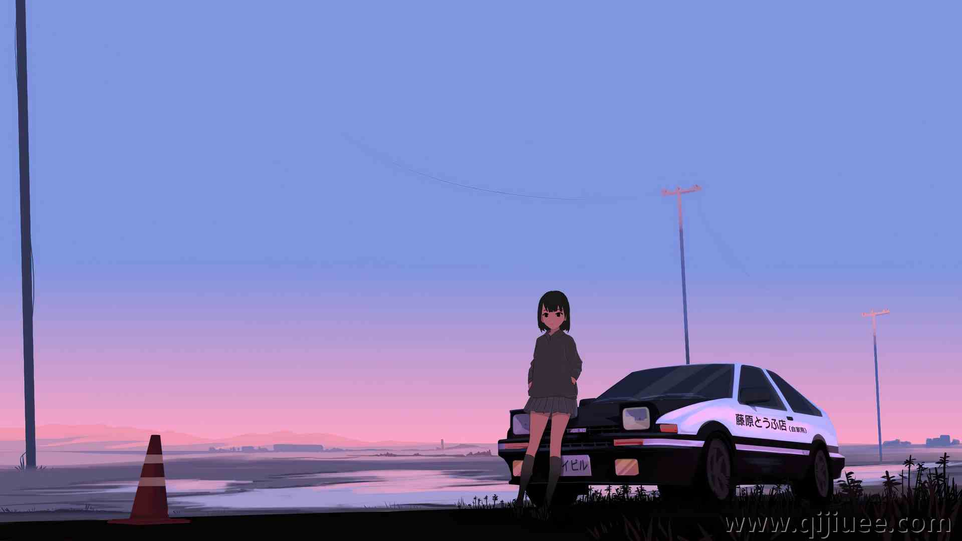 汽车 动漫女孩 AI艺术 电脑壁纸 8K壁纸7680 x 4320/4.83 MB-柒染云阁