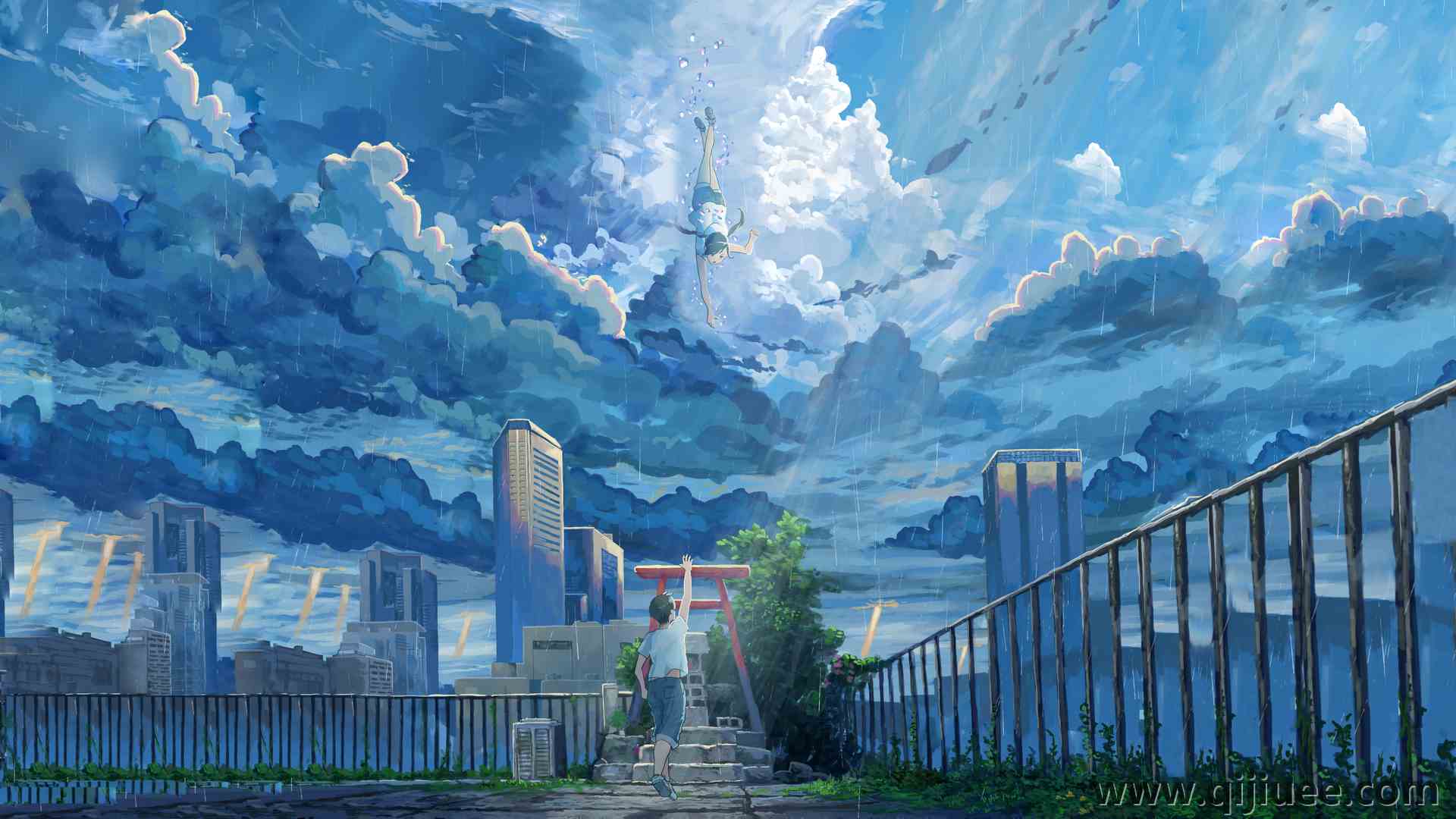天空 雨 城市 动漫  电脑壁纸 4K壁纸3840 x 2160/8.49 MB-柒染云阁