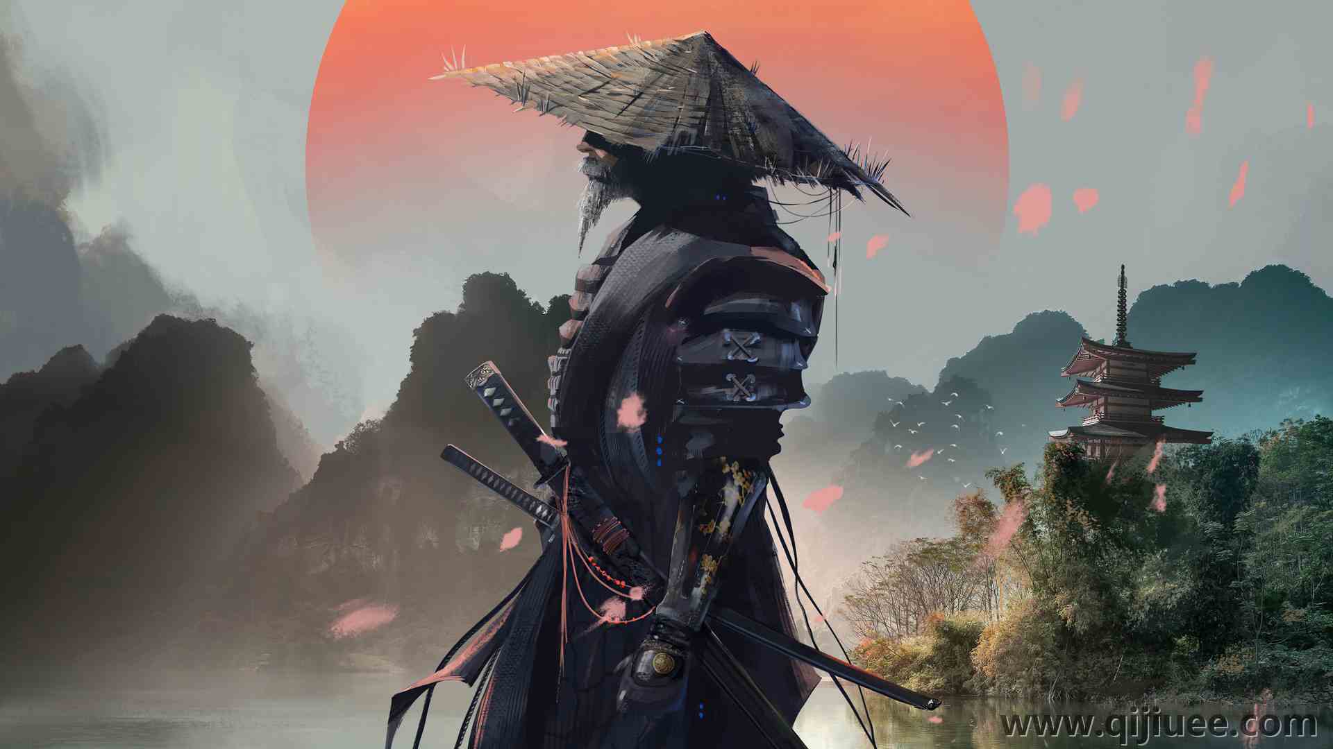 奇幻男人 AI艺术 武士 风景 奇幻艺术 帽子  电脑壁纸 4K壁纸5120 x 2880/5.58 MB-柒染云阁