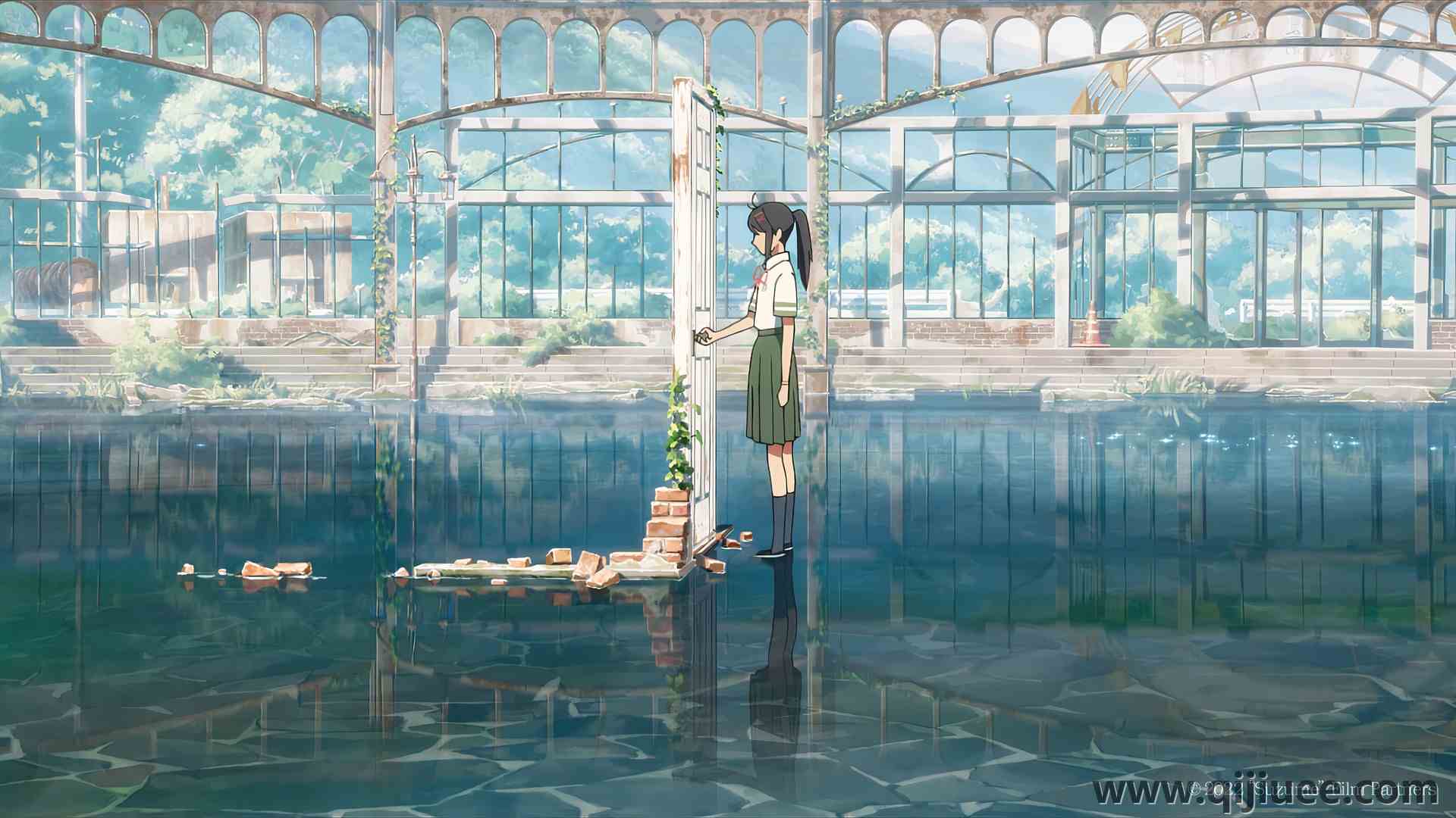马尾辫 女学生 铃木 动漫 日语 水 倒影 校服 电脑壁纸 8K壁纸7680 x 4320/4.88 MB-柒染云阁