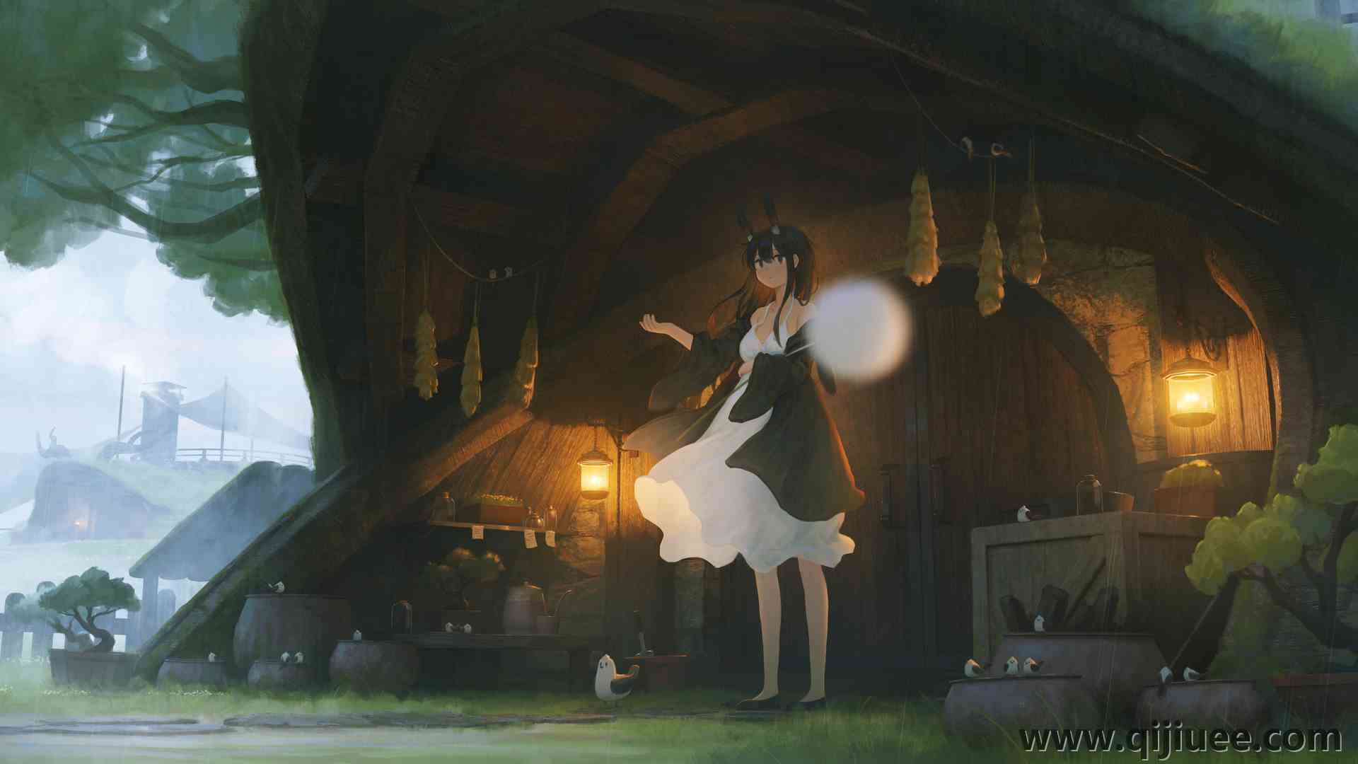 动漫女孩 白色连衣裙 衬衫  电脑壁纸 4K壁纸6000 x 3000/8.85 MB-柒染云阁