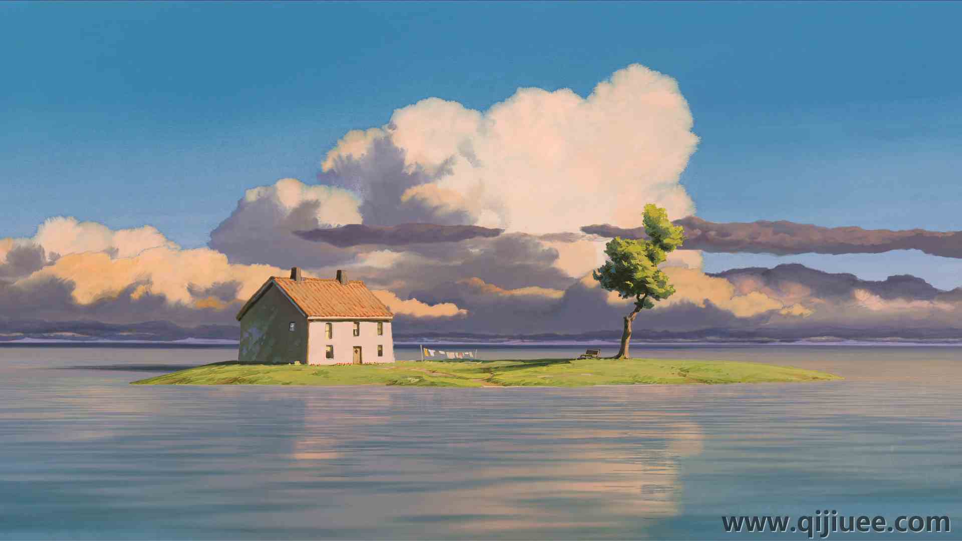 千与千寻 风景 动漫 云 水 房子 岛 倒影 K 树 电脑壁纸 4K壁纸3840 x 2160/8.24 MB-柒染云阁