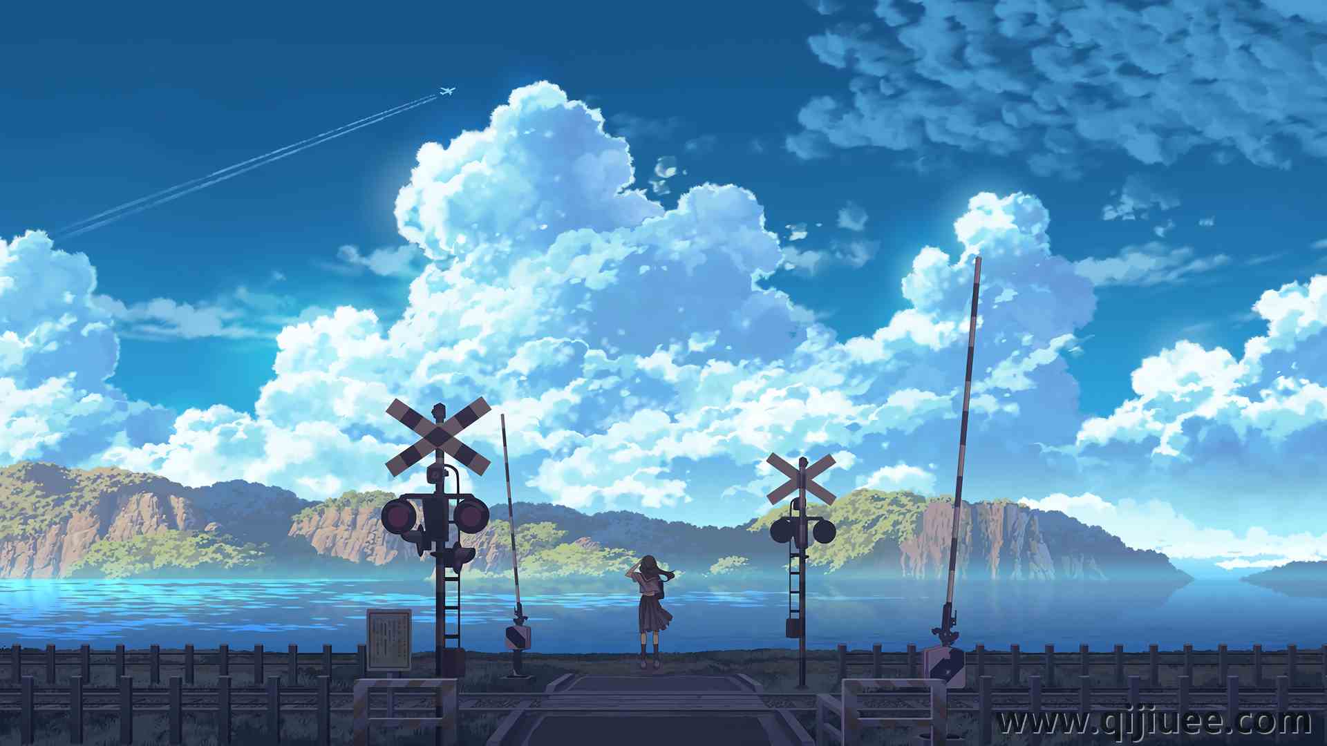 云 天空 动漫女孩 校服  电脑壁纸 4K壁纸3840 x 2160/1.42 MB-柒染云阁