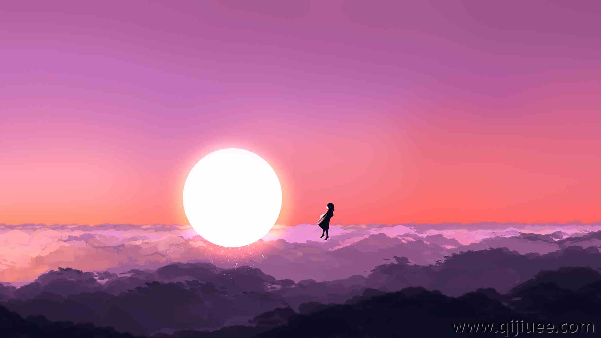 优雅 AI艺术 数字绘画 太阳 云 天空 紫色 治愈 电脑壁纸 4K壁纸5640 x 2400/2.44 MB-柒染云阁