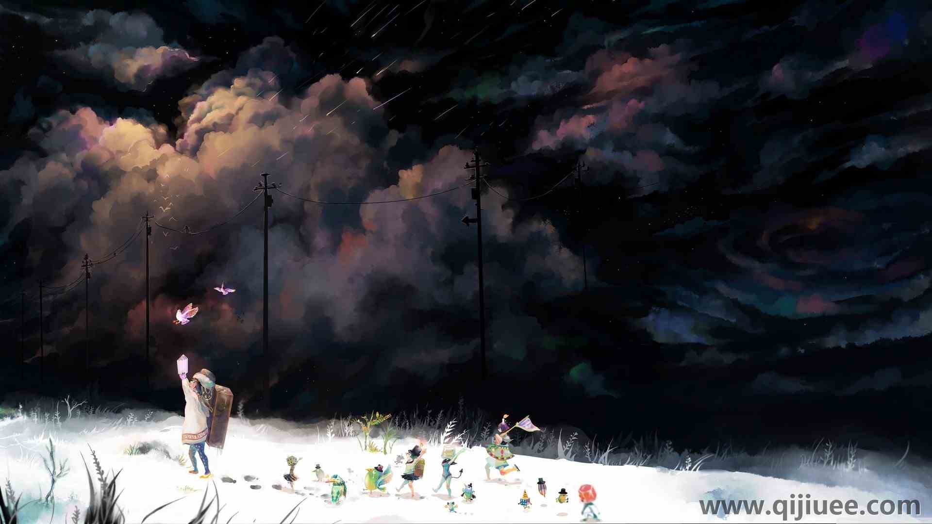 儿童 奇幻艺术 雪 黑暗 云 天空 户外 电线  电脑壁纸 4K壁纸3840 x 2160/0.97 MB-柒染云阁