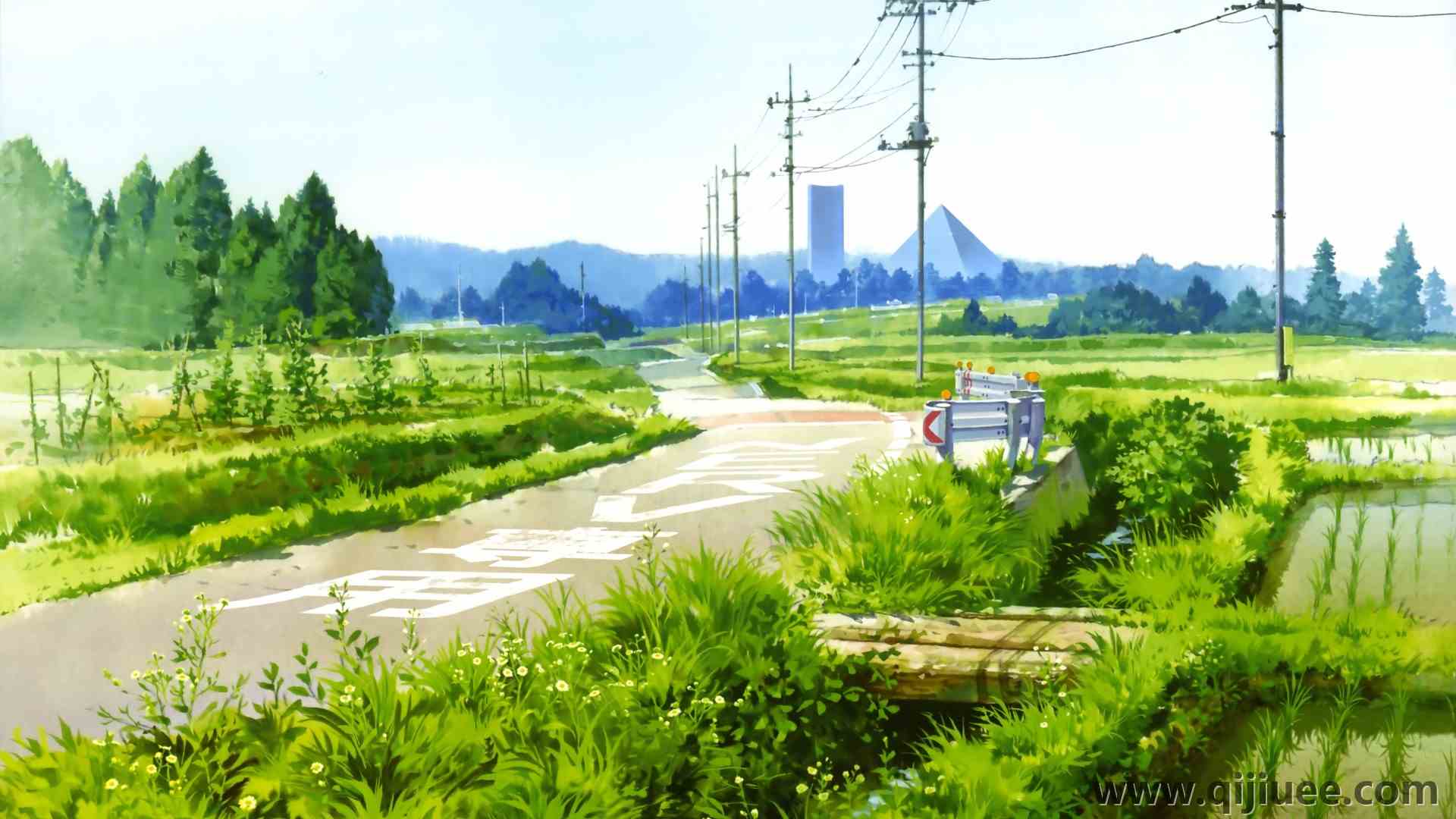 动漫 风景 云 草 霓虹创世纪福音 绿色 治愈 护眼 电脑壁纸 4K壁纸4323 x 3035/1.4 MB-柒染云阁