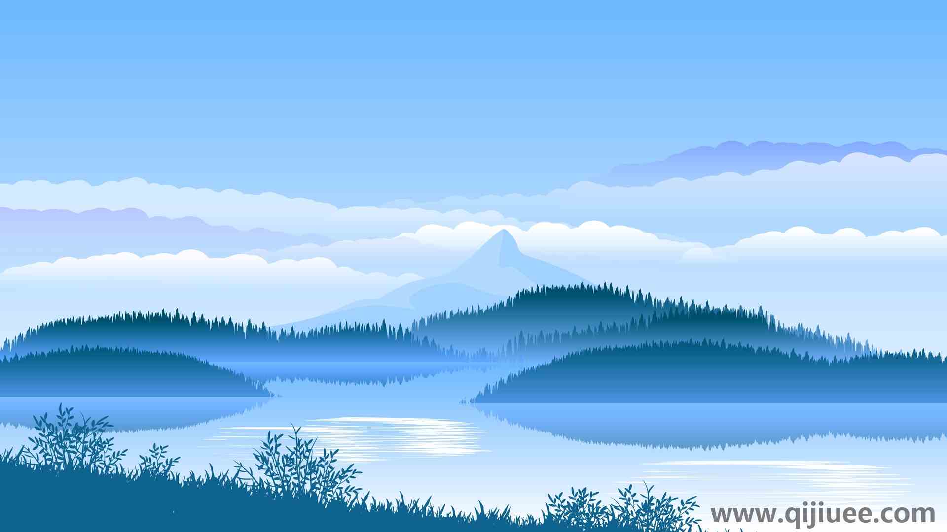早晨 山顶 湖泊 天空 AI艺术 矢量  4K壁纸3840 x 2160/1.2 MB-柒染云阁