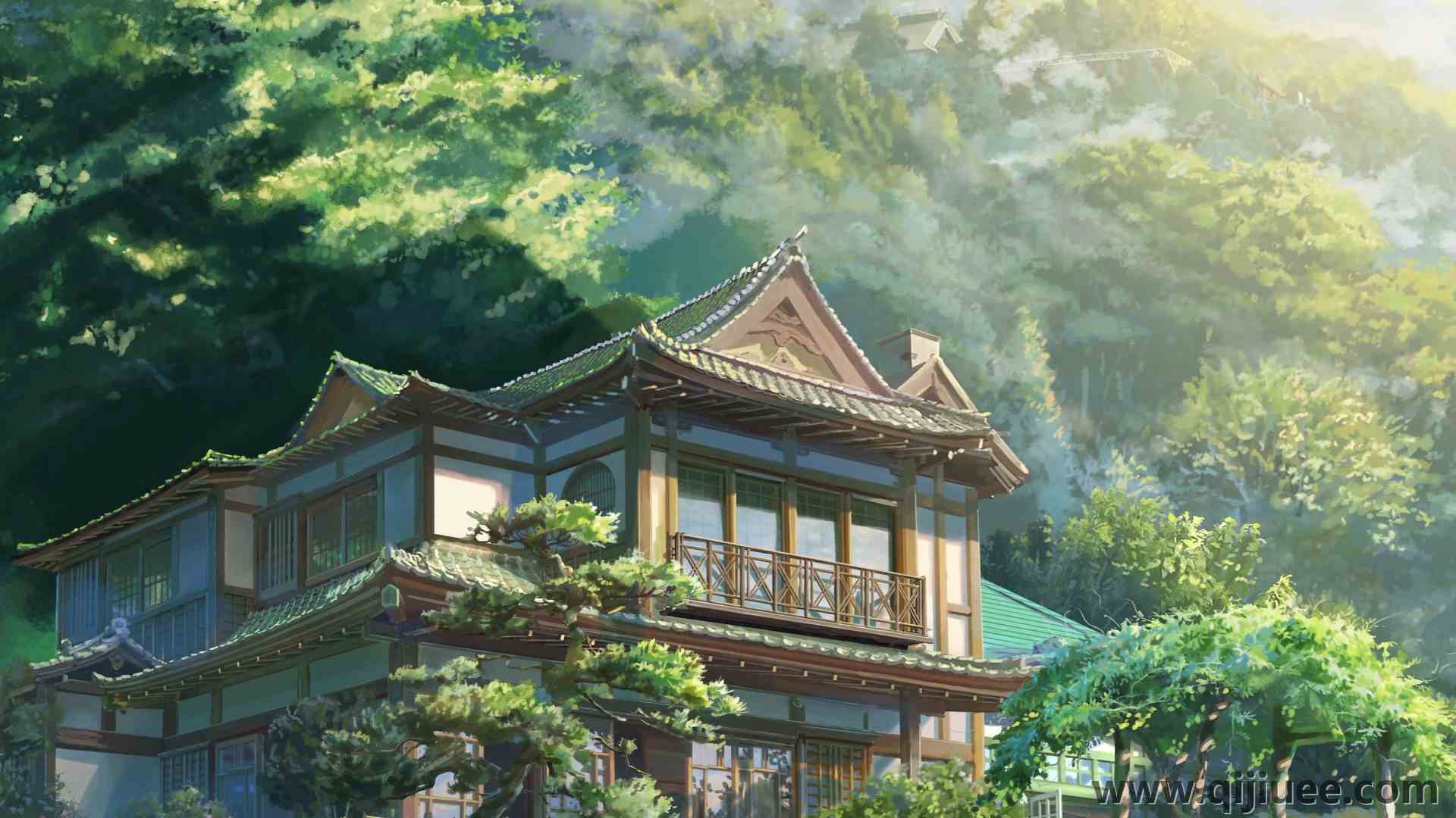 动漫 建筑 绿色 植物 治愈 漫画 电脑壁纸 4K壁纸3840 x 2160/14.04 MB-柒染云阁