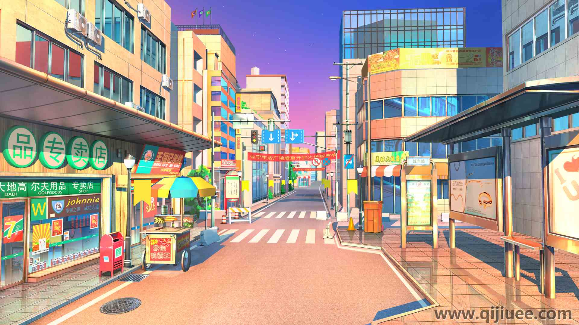 AI艺术 街道 道路 建筑 商店 日落 4K壁纸5000 x 2813/13.16 MB-柒染云阁