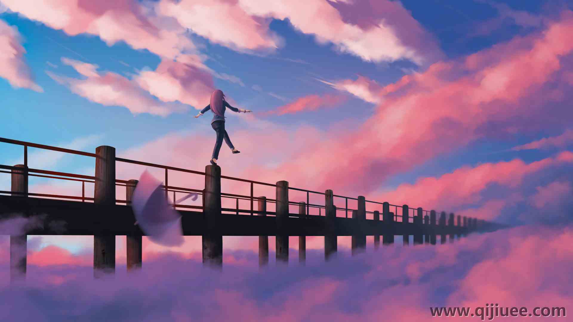 动漫 动漫女孩 天空 雨伞  4K壁纸3840 x 2160/4.04 MB-柒染云阁