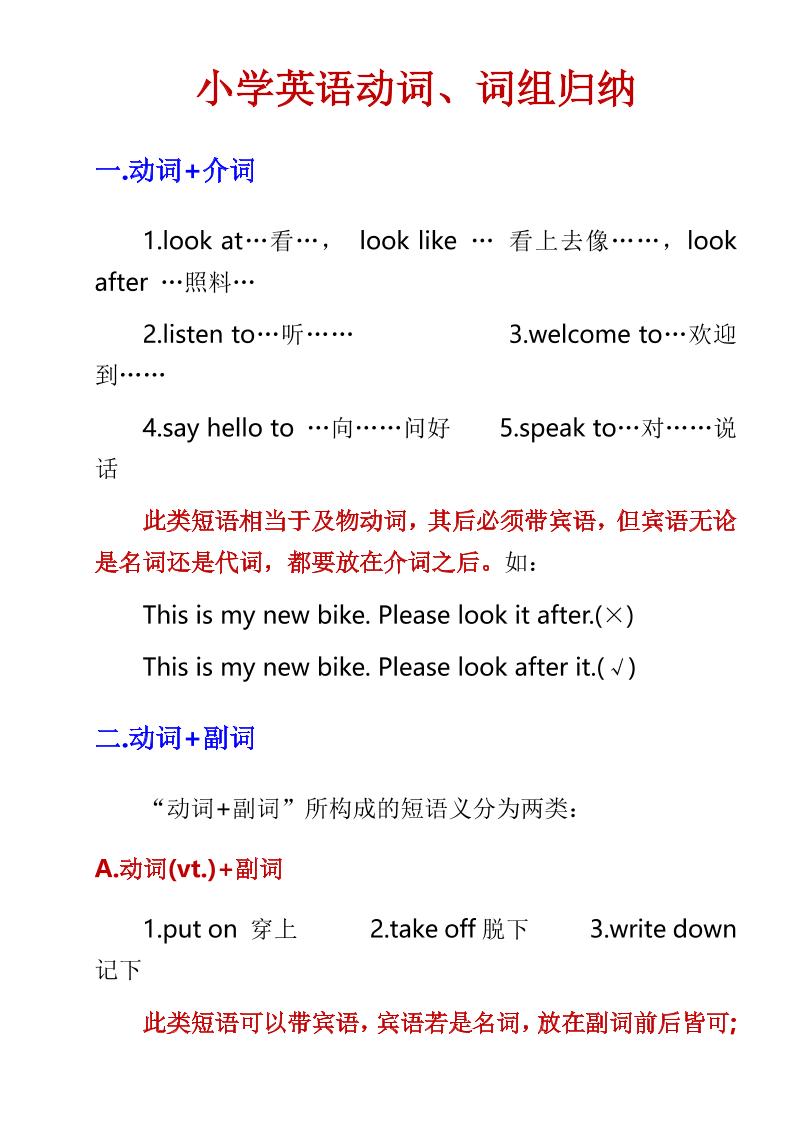 六年级下英语小学动词、词组归纳-柒染云阁