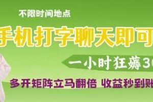 手机打字聊天即可挣钱，一小时狂薅3张，多开矩阵立马翻倍，收益秒到账【揭秘】-柒染云阁