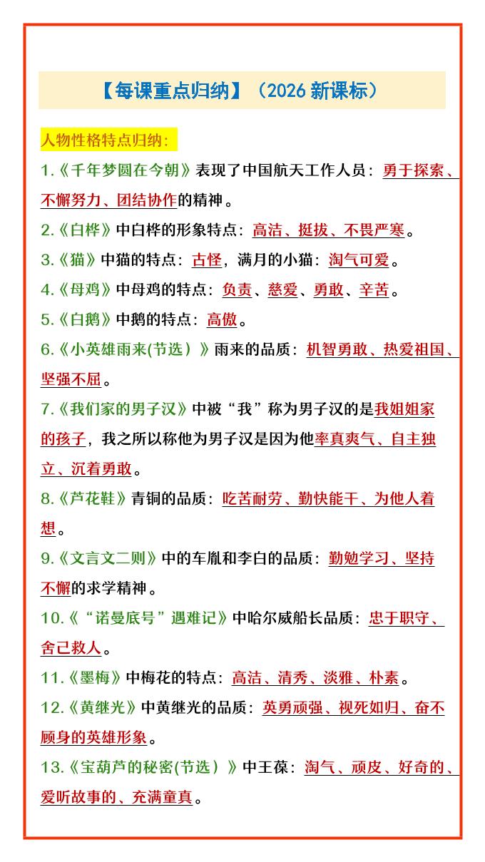 四年级下语文每课重点归纳-柒染云阁