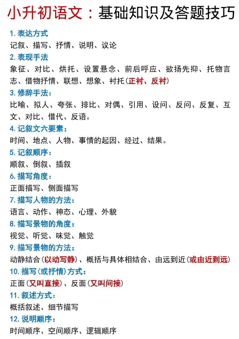 六年级下语文小升初基础知识及答题技巧pdf-柒染云阁