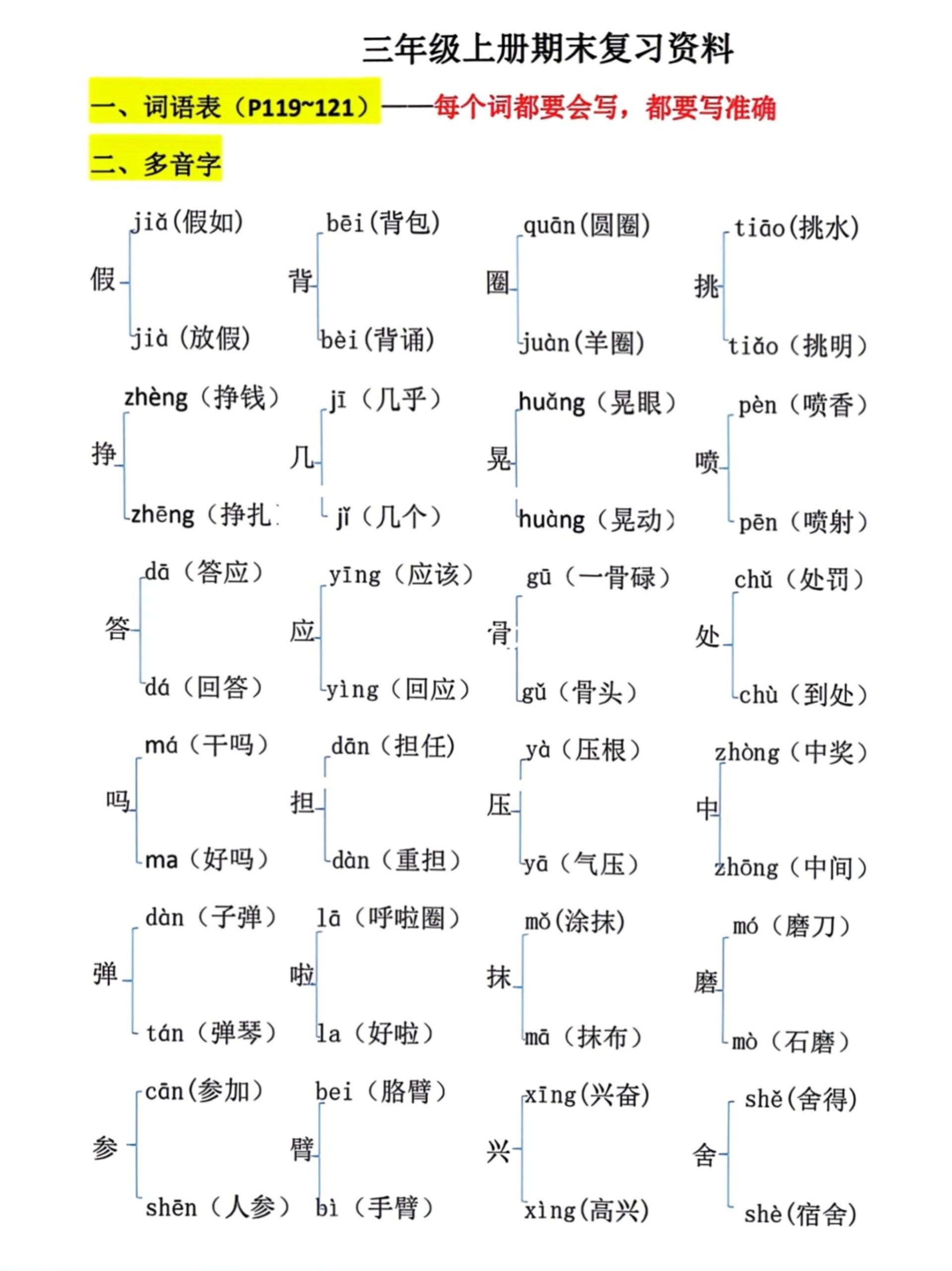 三上语文期末复习必考汇总-柒染云阁