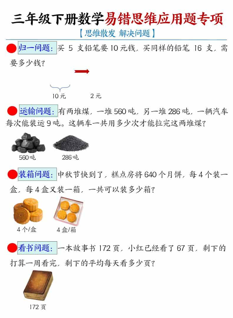 三年级下数学易错思维应用题专项-柒染云阁