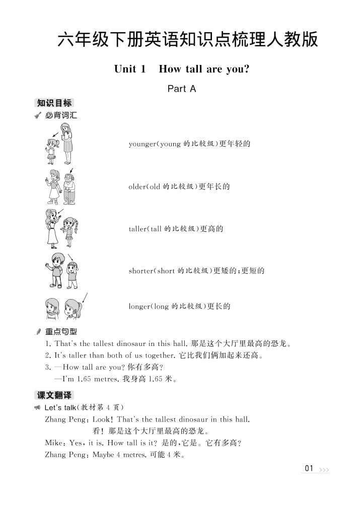 六年级下英语知识梳理《人教版PEP》-柒染云阁