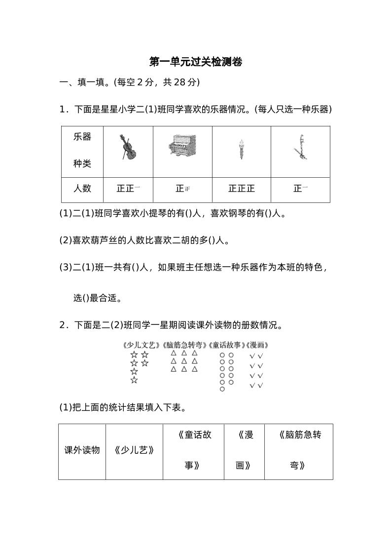 二下数学人教第一单元过关检测卷-柒染云阁