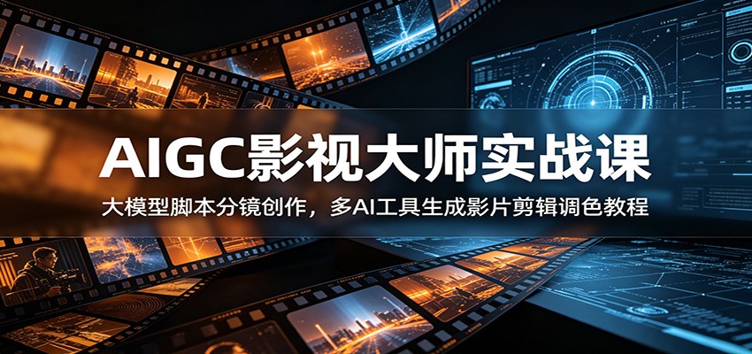AIGC影视大师实战课：大模型脚本分镜创作，多AI工具生成影片剪辑调色教程-柒染云阁