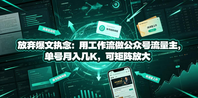 放弃爆文执念：用工作流做公众号流量主，单号月入几K，可矩阵放大-柒染云阁