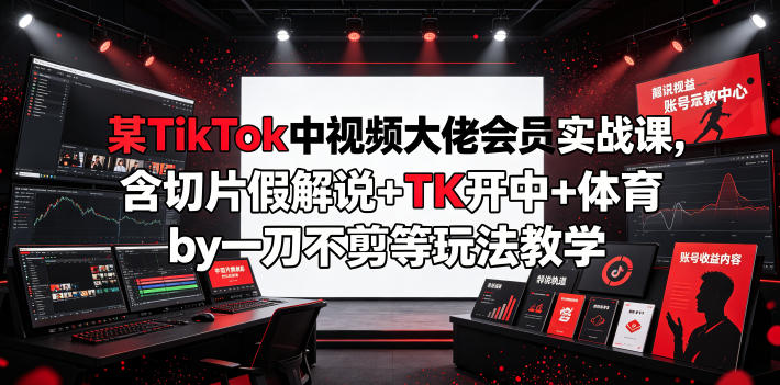 某TikTok中视频大佬会员实战课，含切片假解说+TK开中+体育by一刀不剪等玩法教学-柒染云阁