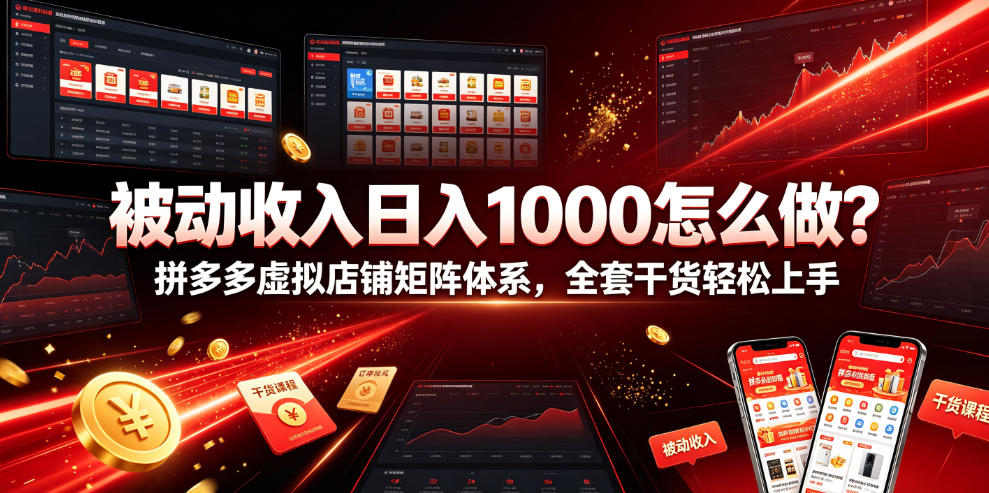 被动收入日入1000怎么做？拼多多虚拟店铺矩阵体系，全套干货轻松上手【揭秘】-柒染云阁