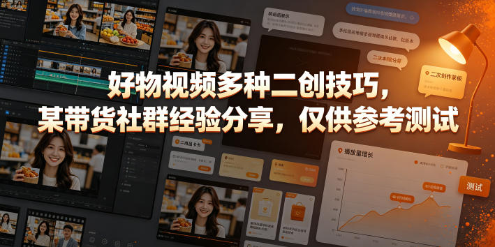 好物视频多种二创技巧,某带货社群经验分享,仅供参考测试-柒染云阁