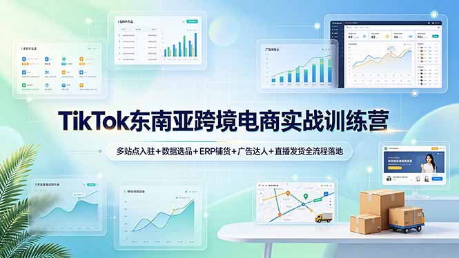 TikTok东南亚跨境电商实战训练营：多站点入驻+数据选品+ERP铺货+广告达人+直播发货全流程落地-柒染云阁