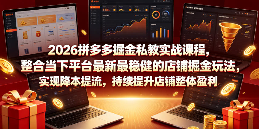 2026拼多多掘金私教实战课程，整合当下平台最新最稳健的店铺掘金玩法，实现降本提流，持续提升店铺整体盈利-柒染云阁