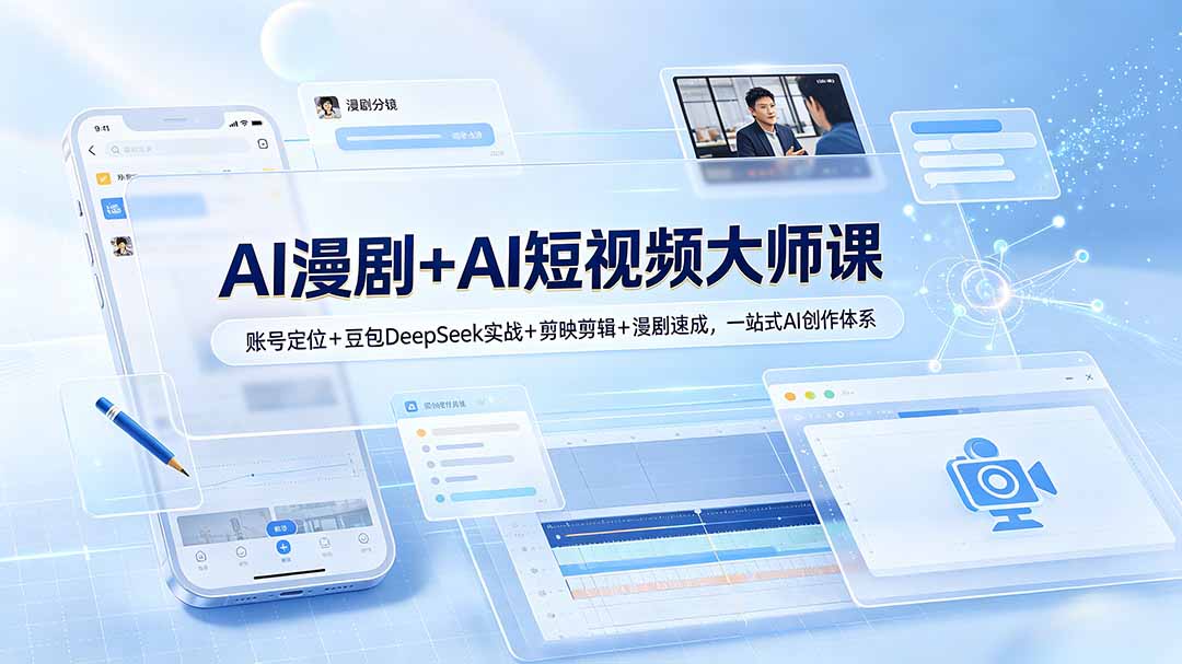 AI漫剧+AI短视频大师课：账号定位+豆包DeepSeek实战+剪映剪辑+漫剧速成，一站式AI创作体系-柒染云阁