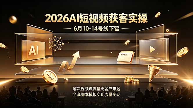 2026AI短视频获客实操6月10-14号线下营，解决视频没流量无客户难题，全套脚本模板实现流量变现-柒染云阁