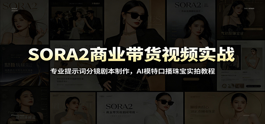 SORA2商业带货视频实战：专业提示词分镜剧本制作，AI模特口播珠宝实拍教程-柒染云阁
