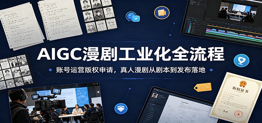 AIGC漫剧工业化全流程：账号运营版权申请，真人漫剧从剧本到发布落地-柒染云阁