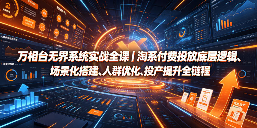 万相台无界系统实战全课｜淘系付费投放底层逻辑、场景化搭建、人群优化、投产提升全链路运营教程-柒染云阁