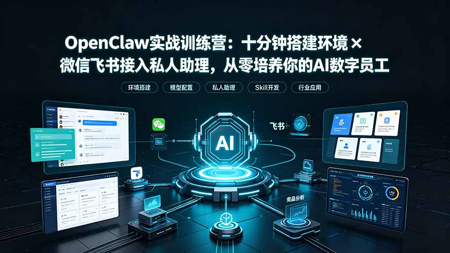 OpenClaw实战特训营：十分钟搭建环境×微信飞书接入私人助理，从零培养你的AI数字员工-柒染云阁
