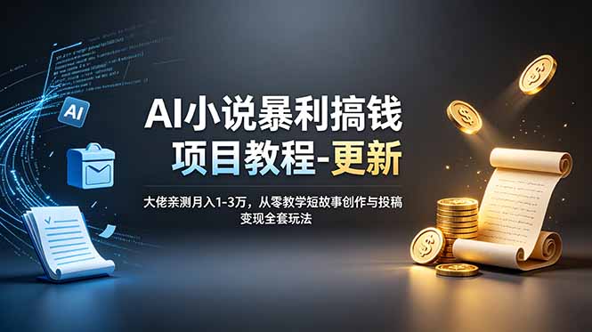 AI小说暴利搞钱项目教程-更新，大佬亲测月入1-3万，从零教学短故事创作与投稿变现全套玩法-柒染云阁
