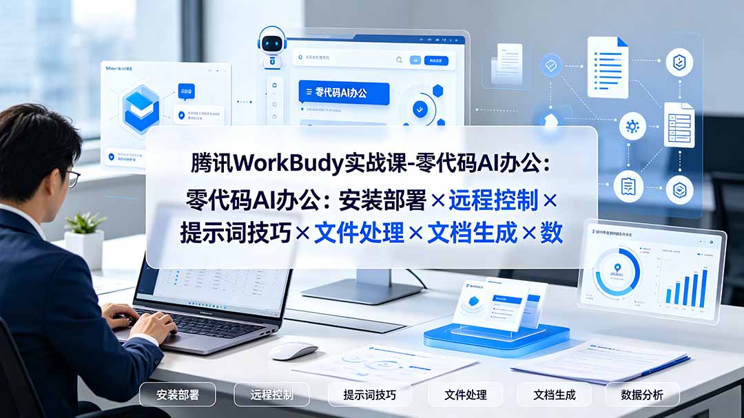 腾讯WorkBuddy实战课-零代码AI办公：安装部署×远程控制×提示词技巧×文件处理×文档生成×数据分析-柒染云阁