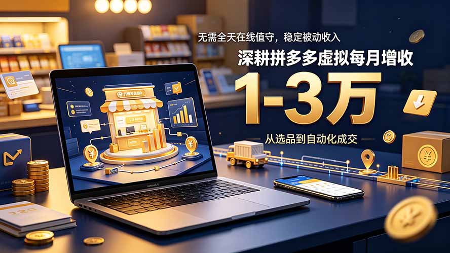 无需全天在线值守，稳定被动收入，深耕拼多多虚拟每月增收 1-3 万-柒染云阁