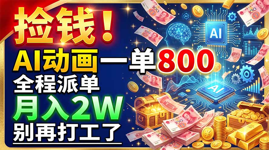 捡钱！AI动画一单800，全程派单，月入2W，别再打工了-柒染云阁